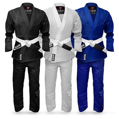 DXM SPORTS Bjj Gi for Men - Brazilian Jiu Jitsu Gi - Lightweight Preshrunk Fabric - Machine Washable Jiu Jitsu Suit Sets (White, A2)