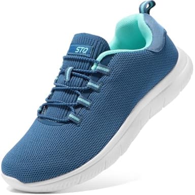 STQ Slip on Walking Shoes for Women Comfy Mesh Running Shoes with Memory Foam Athletic Tennis Shoes Denim Blue US 6