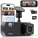 Dash Cam Front and Rear, 4K+1080P Dual Dash Camera for Cars with 5G WiFi, Built-in 32GB Card, Night Vision, G-Sensor, 24H Parking Mode