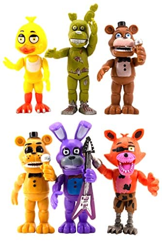 Toysvill FNAF Action Figures (Set of 6 pcs) | Inspired by Five Nights at Freddy’s Toys Figurines Set, Cake Toppers, Party Set, Collectible Toys, Height About 4 inches