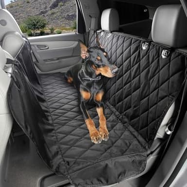 4Knines Dog Backseat Cover with Hammock for Cars, SUVs, and Trucks – Waterproof Layers, Nonslip Seat Protector, Durable Nylon Clips, K9 Shield with Heavy Duty Thread, (Regular, Black)