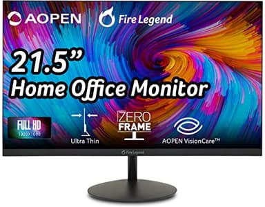 AOPEN 22SA2Q Hbi 21.5" Full HD (1920 x 1080) Zero-Frame Gaming Office Monitor | AMD FreeSync Technology | Ultra-Thin Stylish Design | Up to 100Hz | 1ms (TVR) | Low Blue Light | Tilt | HDMI & VGA Ports