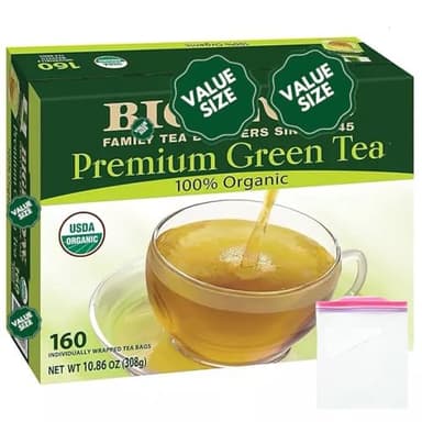 Bigelowwss Premium Organic Green Tea 160 ct. w/A Storage Bag