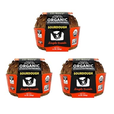 Simple Kneads Gluten-Free Sourdough Bread 3 Pack – Organic, Top 9 Allergen-Free, Artisan-Style Loaves-Extra Virgin Olive Oil