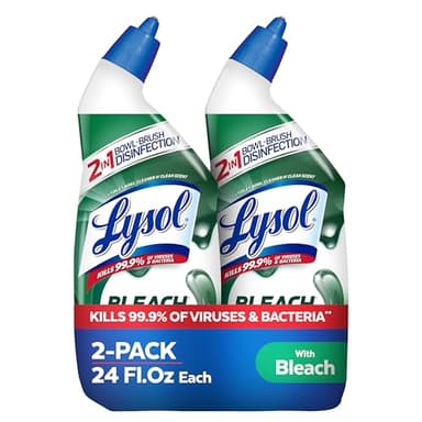 Lysol Toilet Bowl Cleaner Gel, For Cleaning and Disinfecting, Stain Removal, Contains Bleach, 24oz (Pack of 2)