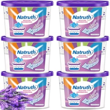 NATRUTH Moisture Absorbers With Lavender Scent,12.5OZ*6-Pack Portable Closet Dehumidifier, Odor Eliminator Absorber Bucket,Humidity Absorber,Cleaner Air Dehumidifier for Closet,Bathrooms, Kitchen