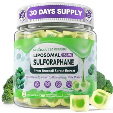 150mg Liposomal Sulforaphane Supplement from Broccoli Sprouts Extract - Sulforaphane with Myrosinase, Vitamin C, E | Broccoli Sprout Supplement for Antioxidant, Detox & Cellular Health | 60 Counts