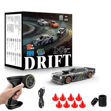 RC Drift car, 1/43 Mini Rc Drift car with Gyroscope, 2.4GHz Full Proportional Remote control Cars, 4WD High Speed Racing with Lights, Racing Tires, Model Cars Gift for Adults, Kids, Boys, Girls