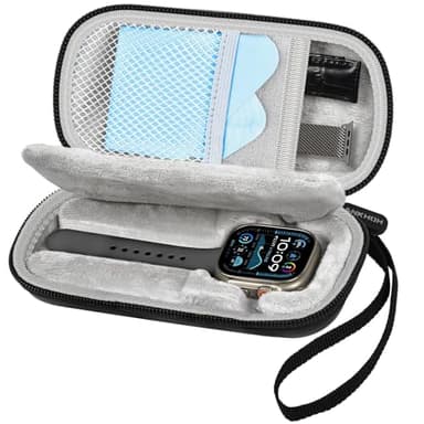 ANKHOH Hard Shell Single Watch Travel Case - Portable Watch Box Storage Organizer for Men Women - Shockproof Watch Case Fits Smart Watch & Large Dials (Black)