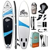 InnoExpo Inflatable Stand Up Paddle Boards with Premium Accessories, Wide Stable SUP Paddle Board Design, Non-Slip Comfort Deck for Youth & Adults (Black/Kayak Seat, 11'x33''x6'')