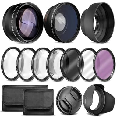 Ultra Deluxe Lens Kit for Canon Rebel T3, T5, T5i, T6, T6i, T7, T7i, EOS 80D, EOS 77D Cameras with Canon EF-S 18-55mm is II Lens - Includes: 7pc 58mm Filter Set + 58mm Wide Angle and Telephoto Lens