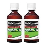 Robitussin Adult Maximum Strength Cough Plus Chest Congestion DM Max, Cough Suppressant and Expectorant, Raspberry Flavor, 8 Fl Oz x 2