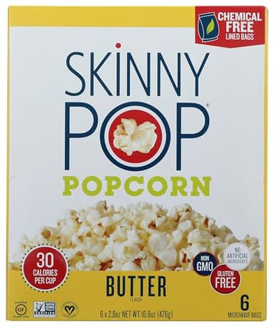SKINNY POP Butter Microwave Popcorn, 16.8 OZ
