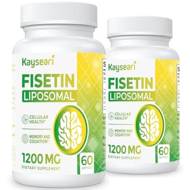 Kayseari Fisetin 1200mg Liposomal Fisetin Supplements 98% Pure Fisetin Polyphenols Antioxidants Immunity Health Aging Cognitive Support Non-GMO 120 Capsules
