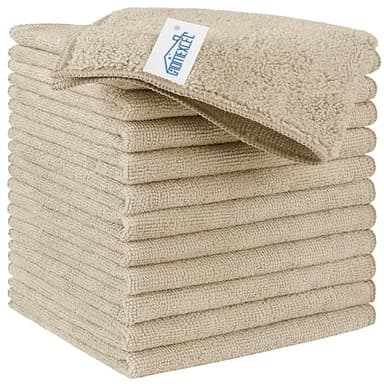 HOMEXCEL Brown Microfiber Cleaning Cloth, 12 Pack Premium Microfiber Towels for Cars, Lint Free, Scratch-Free, Highly Absorbent, Reusable Cleaning Rags for Car, Household, Kitchen, Window, 11.5"X11.5"