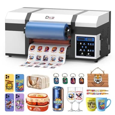 DXZ A3 UV DTF Printer with Laminator,Dual XP600 Print Heads, White Ink Stirring,All-in-One UV DTF Transfer Printer for Glass,Metal,Wood,Tumblers,Phone Cases