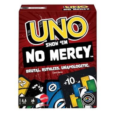 Mattel Games UNO Show ‘em No Mercy Card Game for Kids, Adults & Family Parties & Travel with Extra Cards, Special Rules & Tougher Penalties