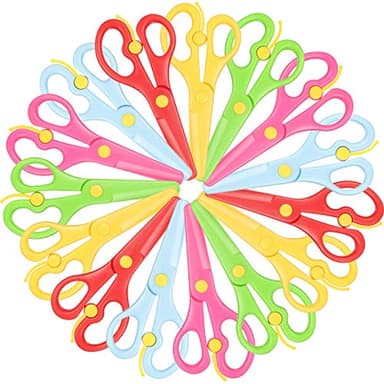 Leinuosen 15 Pack Preschool Training Scissors, Plastic Safety Toddler Scissors, Anti-Pinch Kids Craft Scissor for Paper & DIY Art Supplies(Solid Color)