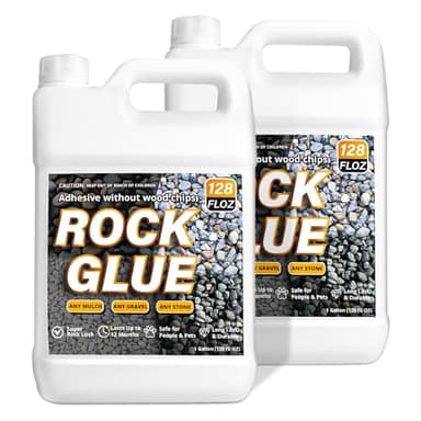 Sudale Rock Glue for Landscaping – Outdoor Adhesive for Rocks, Mulch, Gravel, Pebbles & Stone – Waterproof, Heavy Duty, Fast Drying – 2 Gallon (256 oz) – Strong Mulch Anchor & Landscape Glue