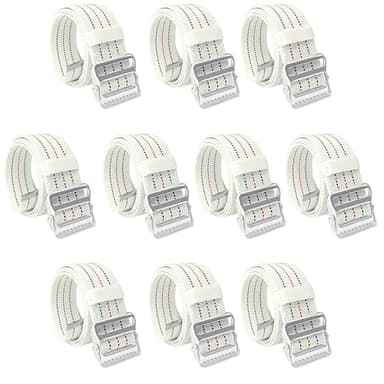 ASA TECHMED 10 Pack Cotton Soft Transfer Gait Belt with Metal Buckle and Belt Loop Holder for Walking, Belt Support Hold - Homecare, Caregiver, Nurse, Therapist 60 Inch, White