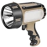 WEILAI Super Bright Rechargeable Spotlight Handheld Rechargeable LED Flashlight Tactical Searchlight with USB Output 6 Light Modes Camping Light (Grey)