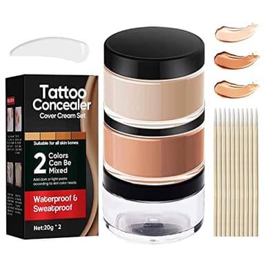 Tattoo Cover Up Makeup Waterproof, 2 Colors Tattoo Concealer, Waterproof and Sweatproof, Suitable for Scars, Spots, Long Lasting(Red, 1.5 Fl Oz)