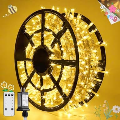 JMEXSUSS 168FT 600 LED Christmas Lights Outdoor Waterproof Clear Wire Indoor String Lights for Outside Warm White Christmas Tree Lights Plug in for Bedroom Wedding Party Valentines Decor