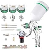 ENDOZER Professional HVLP Spray Gun Set Gravity Feed Air Spray Gun with 1.4, 1.7, 2.0mm Nozzles 20oz 600cc with Gauge for Auto Paint, Primer, Clear/Top Coat & Touch-Up (Not Suitable for Latex Paint)