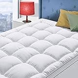 California King Mattress Topper for Back Pain, Cooling Extra Thick Mattress Pad Cover with 8-21 inch Deep Pocket, Plush Pillow Top Mattress Topper Overfilled with Down Alternative, Cal King, White