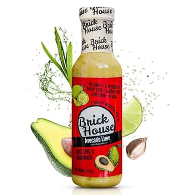 Brick House Avocado Lime Vinaigrette Salad Dressing, 12 oz - Vegan, Low Sodium Salad Dressing, Dairy-Free, Gluten-Free, Clean Label, Keto & Paleo Friendly Marinades & Sauces, Made in USA