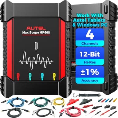 Autel MaxiScope MP608 4-Channel Professional Automotive Oscilloscope, Upgrade of MP408, Compatible with Autel Tablet & Windows PC