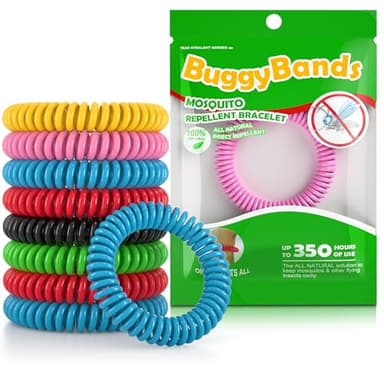 BuggyBands 48 Pack Mosquito Bracelets for Adults & Kids, DEET-Free Wristbands, Individually Wrapped Bug Repellent Bands