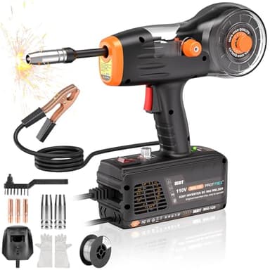 Handheld MIG Welder Machine - 110V Flux Core Portable laser welder, 120A Gasless MIG Welding Machine, Inverter Wire Feed Welding Equipment, for solder bar sizes from 0.030" to 0.035" (0.8–1.0mm)