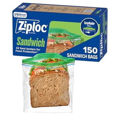 Ziploc Sandwich and Snack Bags, Easy Open and Close, Plastic Food Storage Bags, 150 Bags Total (Packaging May Vary)