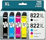 KERFOINK 822XL Ink Cartridges Combo Pack Remanufactured Replacement 822 Ink Cartridge 822XL with WF-3820 WF-3823 WF-4820 WF-4830 WF4833 Printer (Black Cyan Magenta Yellow)