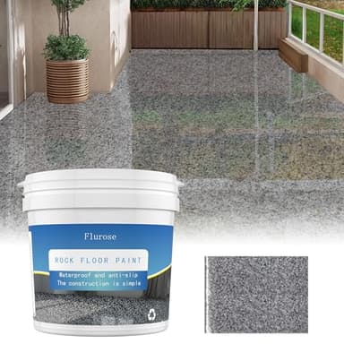 Epoxy Colored Sand Floor Paint, High-Gloss Self-Leveling Epoxy Coating for Interior & Exterior Surfaces, Wear-Resistant & Non-Slip Marble Effect Finish, 35oz (1KG), Gray