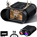 WONGKUO Night Vision Goggles - 5W Upgraded 4K HD IR Binoculars - 8X Digital Zoom, Rechargeable Binoculars with Camera Built in, 32GB Card to Save Photos and Videos, Flashlight for Camping Hunting