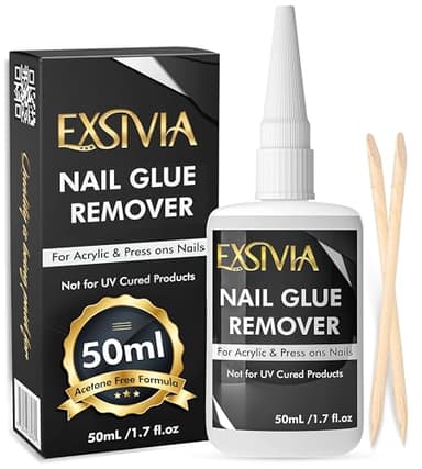 Nail Glue Remover for Press On & Glue On Nails (50mL) Non-Acetone Gentle Low Odor Debonder Serum, Exsivia False Nail Remover for Fake Tips, Fast Removal