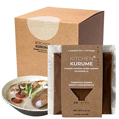 Kitchen Kurume® Tonkotsu Ramen Broth Concentrate (Pack of 10), Made in USA, Japanese Ramen, Pork bone Soup Base, No MSG, No Preservatives, Fresh Small Batch,19 Fl Oz
