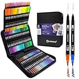 Artecho 72 Colors Markers for Adult Coloring Books No Bleeding, Dual Tip Markers for School, Fine and Brush Tip for Adults Coloring Books, Calligraphy, Drawing, Sketching