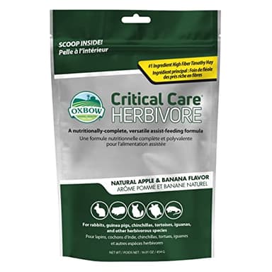 Oxbow Critical Care Herbivore, Emergency Rabbit & Guinea Pig Food, Natural Apple Banana Flavor, Critical Care Herbivore, Assist Feeding Formula for Pets, 454 gram bag