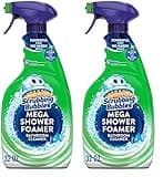 Scrubbing Bubbles Mega Shower Foamer Disinfecting Spray, Multi-Surface Bathroom and Tile Cleaner Grime Fighter, Removes 100% Soap Scum, Rainshower Scent, 32 oz, Packaging May Vary (Pack of 2)