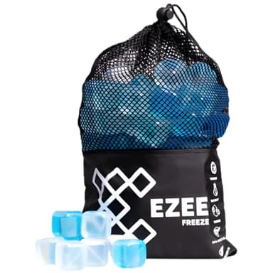 Ezee Freeze Reusable Ice Cubes for Coolers - Mini Freeze 3.5 lb Bag, 110 Blue Ice Cubes Use in Drinks, Lunch Boxes, Fishing, Refreezable Party Ice, Ice Bath