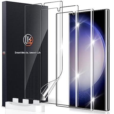 LK 3 Pack for Samsung Galaxy S23 ultra Screen Protector [Not Glass] [Support Fingerprint Unlock] Touch Sensitive, Anti-Scratch 3D Curved Max Coverage Screen Protector for Samsung Galaxy S23 Ultra