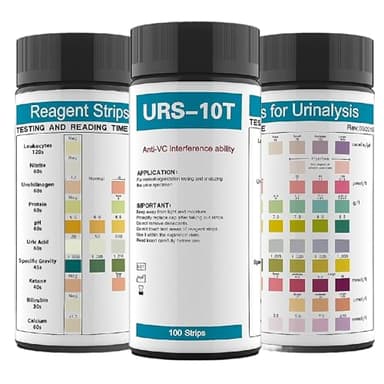 URS 10-in-1 Urine Test Strips 10 Parameters Testing UTI, Urinalysis for Ketosis, pH, Protein, Kidney and Liver Function, 100 CT