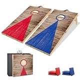 HQGZQL Wooden Cornhole Board Set with 6 Bean Bags, 2x1.3 ft Portable Outdoor & Indoor Corn Hole Toss Game Sets for Kids Adults and Family Party Camping Equipment