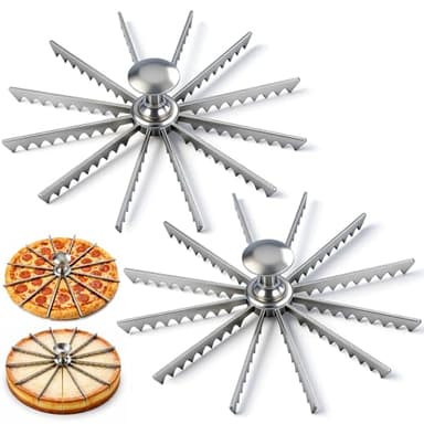 Hushee 2 Pcs 12 Cut Pie and Cake Marker, Aluminum Alloy Guideline and Portion Divider Cake Cutter, Cut Silver Pie Slice Cutter Baking Tools Cheesecake Pizza Making Supplies Kitchen Accessories