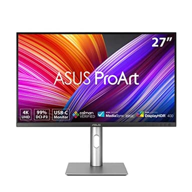 ASUS ProArt Display 27” 4K HDR Professional Monitor (PA279CRV) - IPS, UHD (3840 x 2160), 99% DCI-P3/Adobe RGB, ΔE < 2, Calman Verified, USB-C PD 96W, DisplayPort, Daisy-Chain, Ergonomic, 3yr Warranty