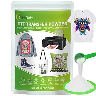 DTF Powder, 500g/17.6OZ White Hot Melt Adhesive Digital DTF Transfer Powder for Sublimation, Compatible with DTF and DTG Printers, DTF PreTreat Powder for All Fabric Jeans Cotton T-Shirt