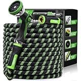 RAINPOINT Metal Garden Hoses for Yard 100 ft - No-kink 304 Water Hose 100ft with 10 mode Nozzle - Brass Connection, Swivel Handle, Flexible Hose,Lightweight, Puncture